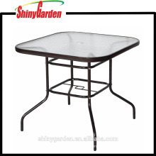 Tempered Glass Dining Table, Square metal Oudoor Table